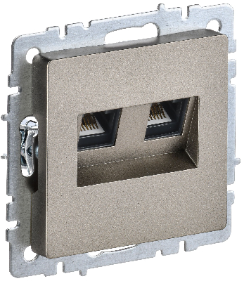 BRITE Розетка компьютерная двойная RJ45 кат.5E РК10-2-БрШ шампань