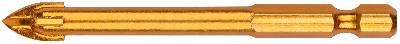 Сверло по кафелю, 4 режущие кромки, титановое покрытие, U-хвостовик под биту 8х76 мм