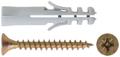 Крепление для плинтусов: дюбель с шурупом 8х40/5х40 (7шт)