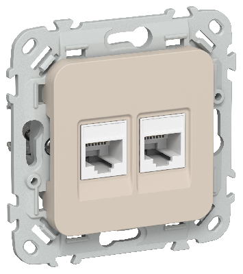 FLITE Розетка 2-местная компьютерная RJ45 категория 5Е UTP РК5е-2-0-ФлЛ льняной IEK