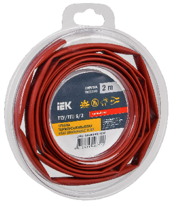 Трубка термоусадочная ТТУ нг-LS 6/3 красная (2м/упак) IEK