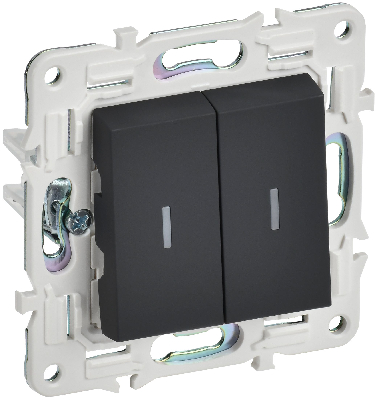 SKANDY Выключатель 2-клавишный проходной с индикацией 10А SK-V10G графит IEK
