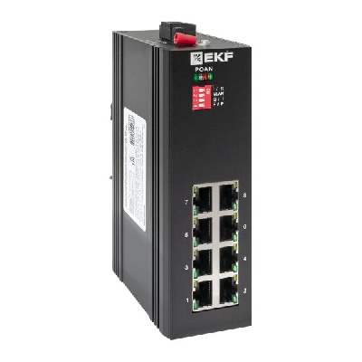 Коммутатор промышленный неуправляемый U-8GT, 8 портов 10/100/1000Base-T(X) RJ45, монтаж на динрейку TSX EKF