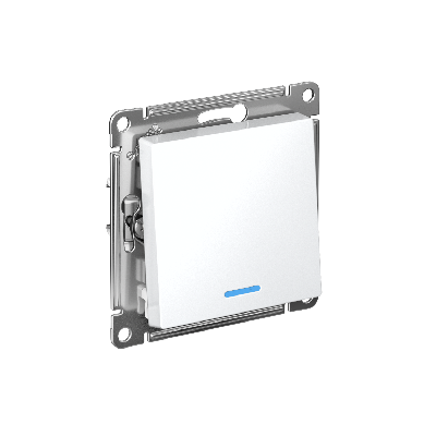 Переключатель одноклавишный ATLASDESIGN с подсветкой схема 6а 10АХ механизм белый