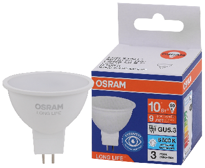 Лампа светодиодная LED 10Вт GU5.3 6500К 800Лм спот 220В (замена 75Вт) OSRAM