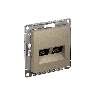 Розетка ATLASDESIGN двойная компьютерная RJ45+RJ45 категория 5E механизм шампань