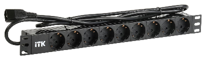 Блок розеток ITK PDU 9 розеток шнур 2 метравилка  IEC 320 C14, профиль из ПВХ, черный