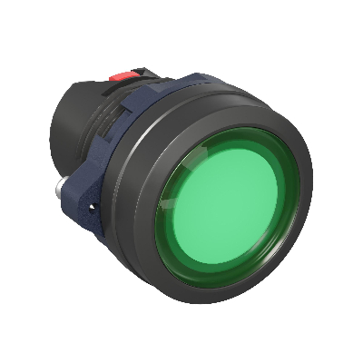 Головка кнопки плоская прозрачная с  фиксацией, зеленая