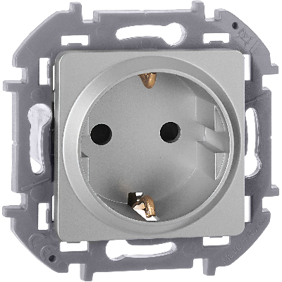 Розетка 2К+З со шторками немецкий стандарт 16 А 250 В~ INSPIRIA алюминий