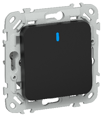 FLITE Выключатель 1-клавишный с индикацией 10А ВС11-1-1-ФлЧ черный IEK