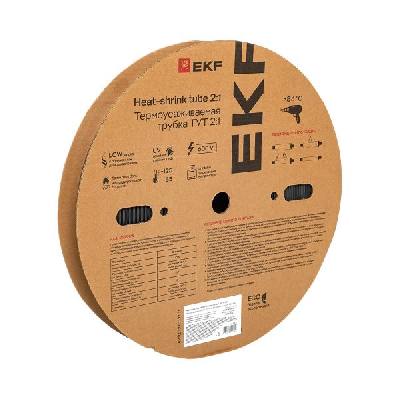 Трубка термоусаживаемая ТУТ нг 30/15 черная рулон EKF PROxima