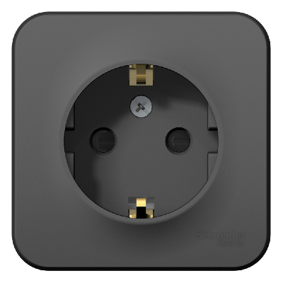 BLANCA Розетка наружная с заземлением со шторками изолированный плоский, 16А, 250В, антрацит