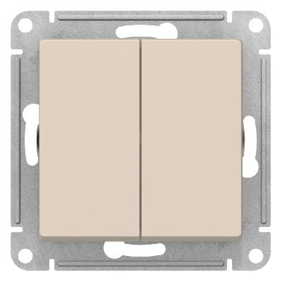 ATLASDESIGN 2-клавишный переключатель, перекрестный, 2 x сх. 7, 10АХ, механизм, БЕЖЕВЫЙ