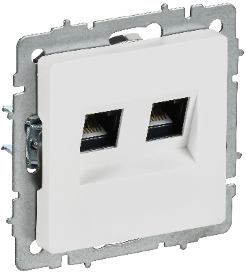 BRITE Розетка компьютерная двойная кат.5E RJ45 РК10-2-БрАБ арктический белый IEK