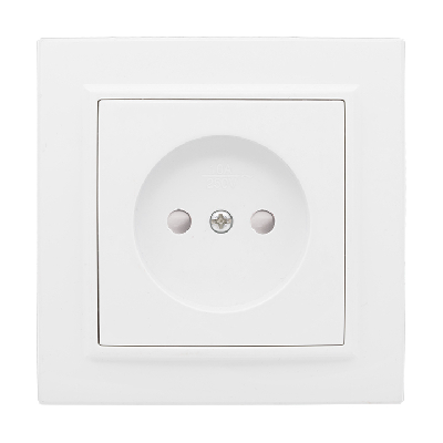 Розетка Минск 1-местная СП без заземления 10А защитные шторки белая