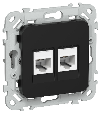 FLITE Розетка 2-местная компьютерная RJ45 категория 5Е UTP РК5е-2-0-ФлЧ черный IEK
