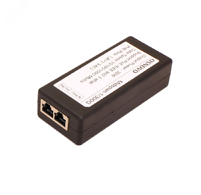 Инжектор PoE 1хRJ45 10/100/1000 Мб/с, 802.3af/at, до 30 Вт, AC 220В, DC 52В