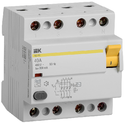 Выключатель дифференциального тока (УЗО) 4п 40А 300мА ВД1-63 AC(Электромеханическое)
