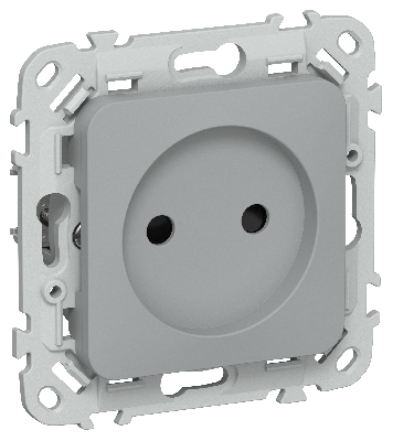 FLITE Розетка без заземления с защитными шторками безвинтовое крепление 10А РСш01-1-ФлС серый IEK