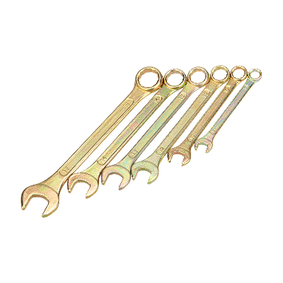 Набор ключей комбинированных (8, 10, 12, 13, 14, 17 мм), (упак - 6 шт.), желтый цинк, REXANT