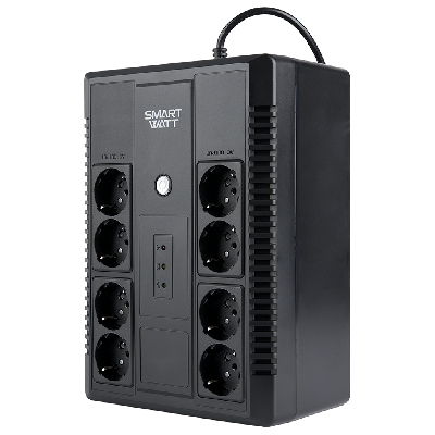 Источник бесперебойного питания SMARTWATT UPS SAFE PRO 1050, линейно-интерактивный, мощность 1050/600 ВА/Вт, USB, RJ11/45, Shuko - 8 шт., встроенные АКБ