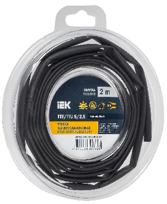 Трубка термоусадочная ТТУ нг-LS 5/2,5 черная (2м/упак) IEK
