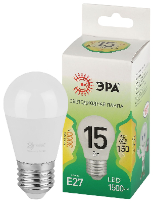 Лампа светодиодная LED 15 Вт 1500Лм 3000К шар теплый E27 220-240В LED P45-15W-830-E27 Green Line