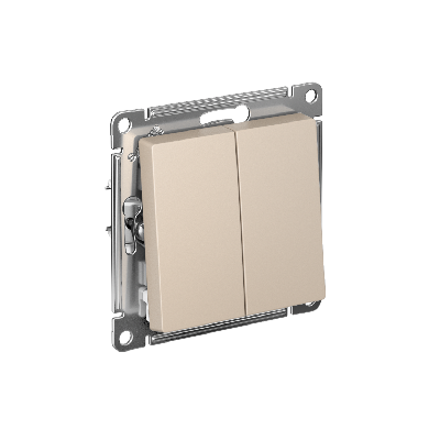 ATLASDESIGN переключатель двухклавишный, сх.6/2, 10АХ, механизм, ПЕСОЧНЫЙ