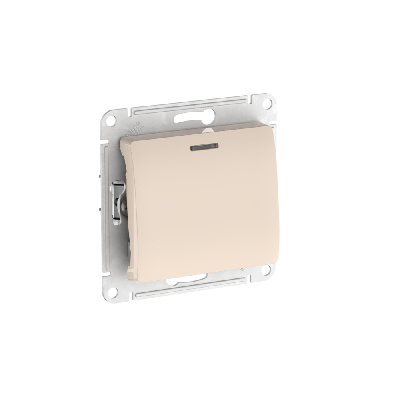 GLOSSA 1-клавишный ПЕРЕКЛЮЧАТЕЛЬ с подсветкой ,сх.6а, 10АХ, быстрозажимные клеммы, БЕЖЕВЫЙ