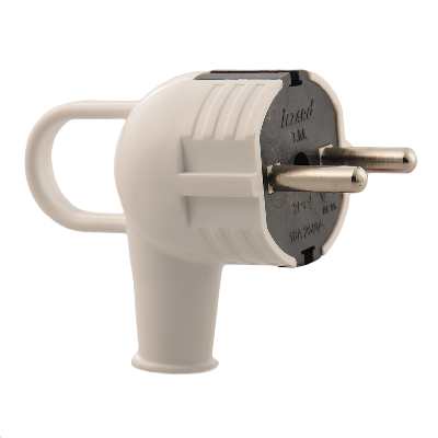 Вилка с заземлением с ручкой белая с черным