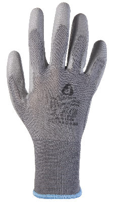 Серые защитные перчатки, полиэфир, полиурет. покр., размер L (12пар)