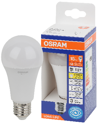 Лампа светодиодная LED 15Вт Е27 2700К 1521Лм груша 220В (замена 150Вт) OSRAM