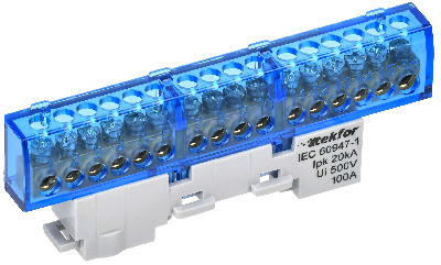 TEKFOR Шина N ноль изолированная на универсальном держателе 6х9-16-С IEK