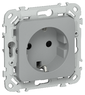FLITE Розетка с заземлением с защитными шторками безвинтовое крепление 16А РСш11-1-ФлС серый IEK