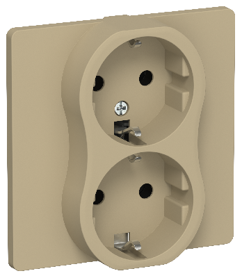FLITE Розетка 2-местная с заземлением без защитных шторок безвинтовое крепление 16А в сборе РС12-1-К-ФлХ хаки IEK