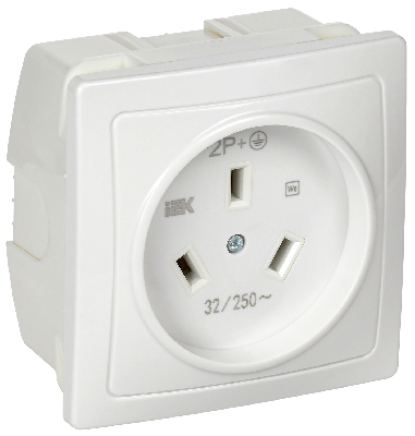 Розетка разборная для плиты с заземлением скрытой установки 32А белая Рпл11-К IEK