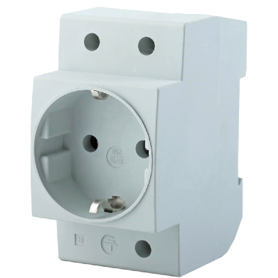 Розетка на DIN-рейку 1-местная c/з, серый