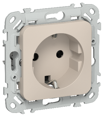 FLITE Розетка с заземлением без защитных шторок безвинтовое крепление 16А РС11-1-ФлЛ льняной IEK