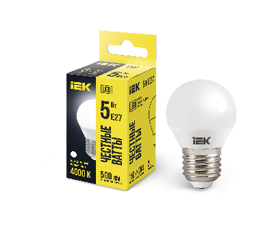 Лампа светодиодная LED 5вт E27 белый матовый шар ECO