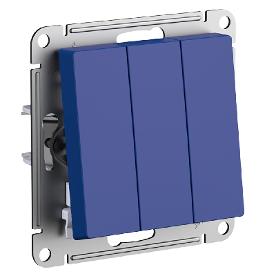 ATLASDESIGN выключатель трехклавишный, сх.1+1+1, 10АХ, механизм, АКВАМАРИН