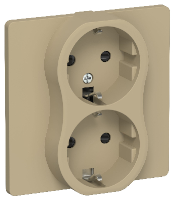 FLITE Розетка 2-местная с заземлением с защитными шторками безвинтовое крепление 16А в сборе РСш12-1-К-ФлХ хаки IEK