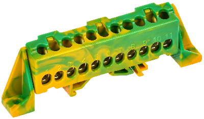 TEKFOR Шина PE земля в комбинированном DIN-изоляторе Стойка 6х9-11-ЖЗ IEK