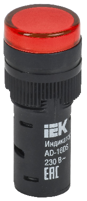Лампа AD16DS LED матрица d16мм красный 230В AC