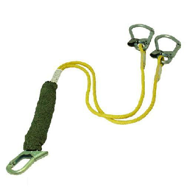 Двойной строп из огнеупорного каната с амортизатором, с двумя большими монтажными и одним соединительным карабином - Строп аВнд исп.3