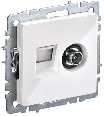BRITE Розетка двойная TV+RJ45 кат.5E РТВ/РК12-БрКр белый