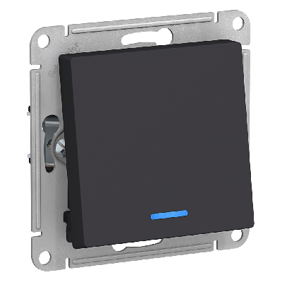 Переключатель одноклавишный ATLASDESIGN с подсветкой схема 6а 10АХ механизам карбон