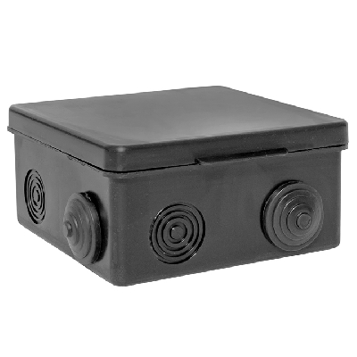 Коробка распаячная КМР-030-014 с крышкой (100х100х50), 8 мембранных вводов чёрная IP54