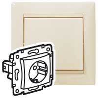 Розетка 1-местная с заземлением с защитными шторками 16А слоновая кость VALENA DIY