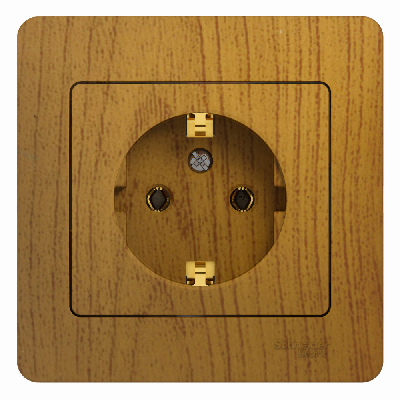 GLOSSA Розетка с заземлением дуб в сборе
