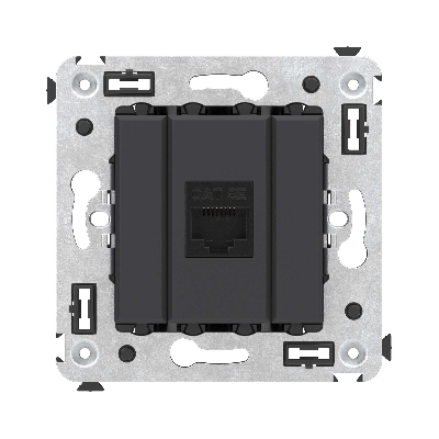 Avanti Компьютерная розетка RJ-45 без шторки в    стену кат.5е одинарная черный матовый